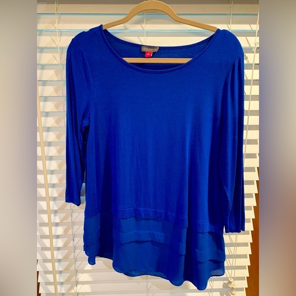 Vince Camuto Royal Blue Tunic Top Size Small